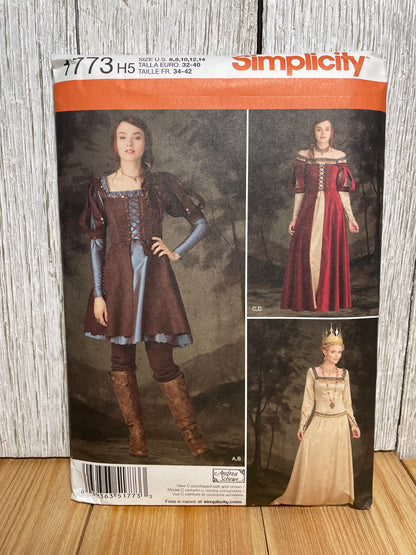 Simplicity 1773 Medieval Renaissance Cosplay Fantasy Gown Costume Pattern Size 6-14 UNCUT FF Halloween