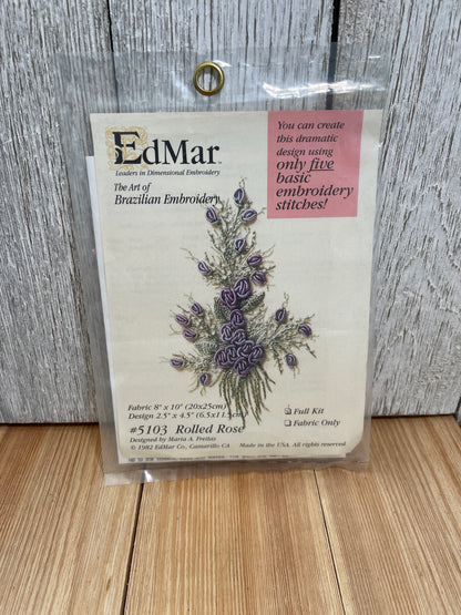 Edmar Brazilian Embroidery Kit Rolled Rose #5103 NEW UNOPEN