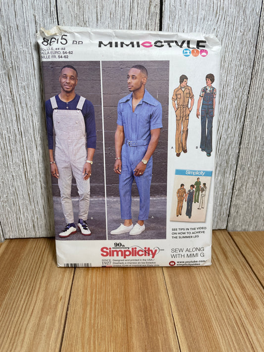 Simplicity MIMI G Style 8615 Men's Overalls and Jumpsuit Size 44-52 Pattern Uncut FF