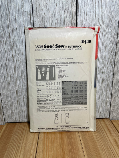 Butterick See and Sew 3535 Scoop Neck Dress with Pockets and Belted Waist Pattern Size 14-18 UNCUT FF