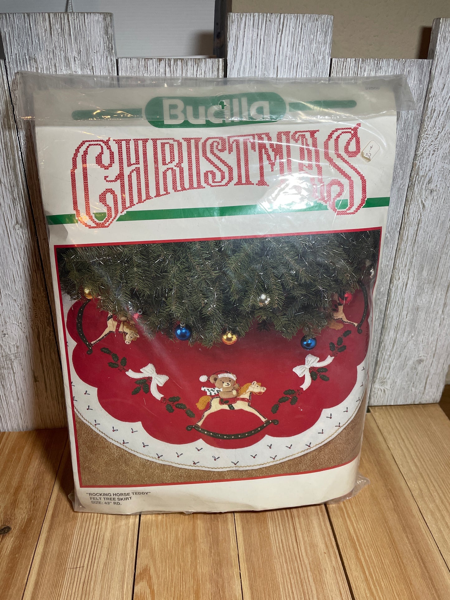 Bucilla Christmas Rocking Horse Teddy Felt Tree Skirt NOS UNOPENED KIT