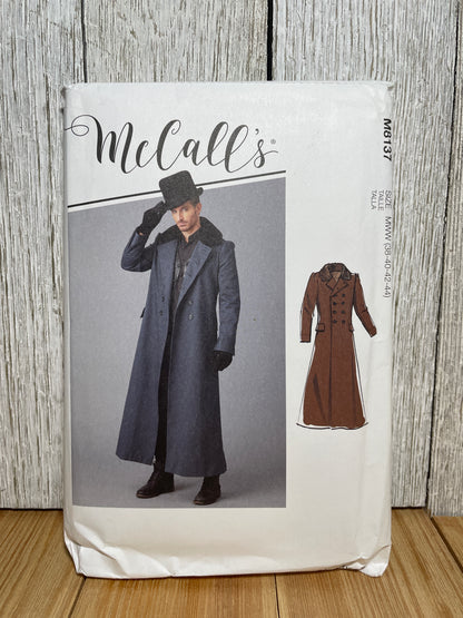 McCall's M8137 Men's Double Breasted Coat Costume Pattern Size 38-44 UNCUT FF