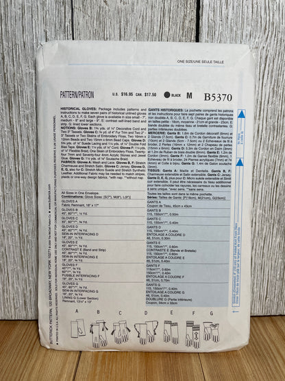 Butterick B5370 Historic Gloves Pattern Fingerless, Riding, Ballgown Gloves Size 7"-9" UNCUT FF