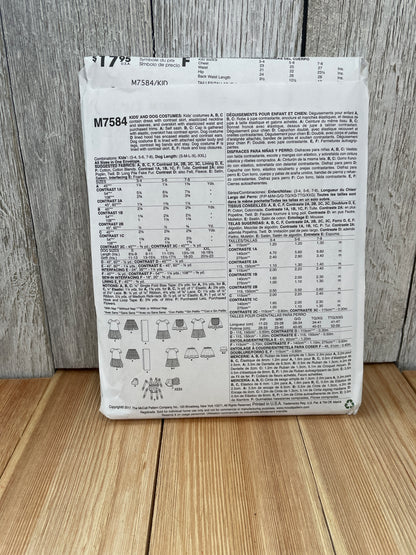 McCall's M7584 Child and Dog Halloween Costume Size 3-7 PRINCESS Uncut FF Sewing Pattern