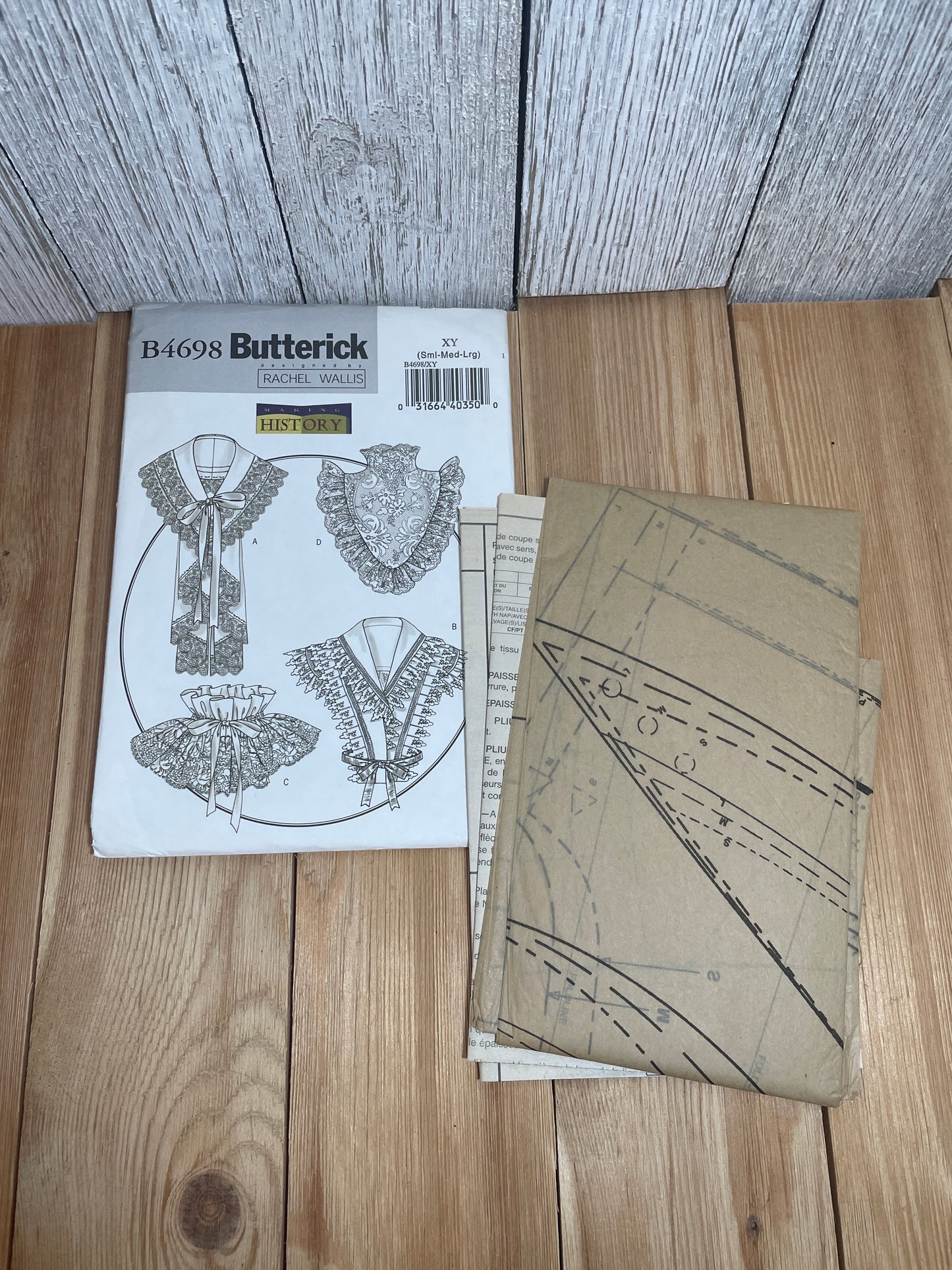 Butterick B4698 Making History Historical Collars High Neck, Lace Pattern Size Sml-Lrg UNCUT FF