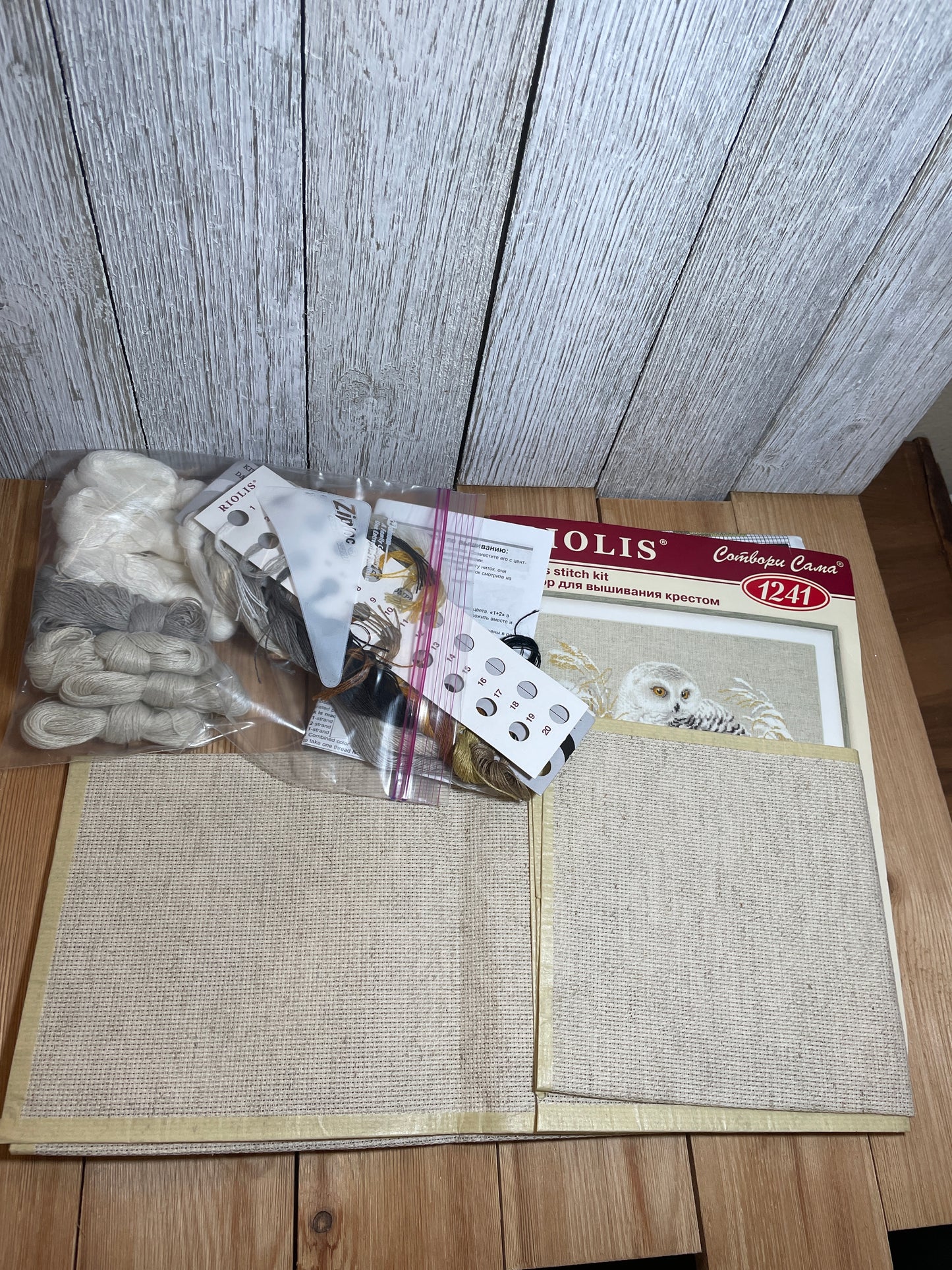 Riolis Cross Stitch Kit 1241 Winter Owl Snow Owl Opened