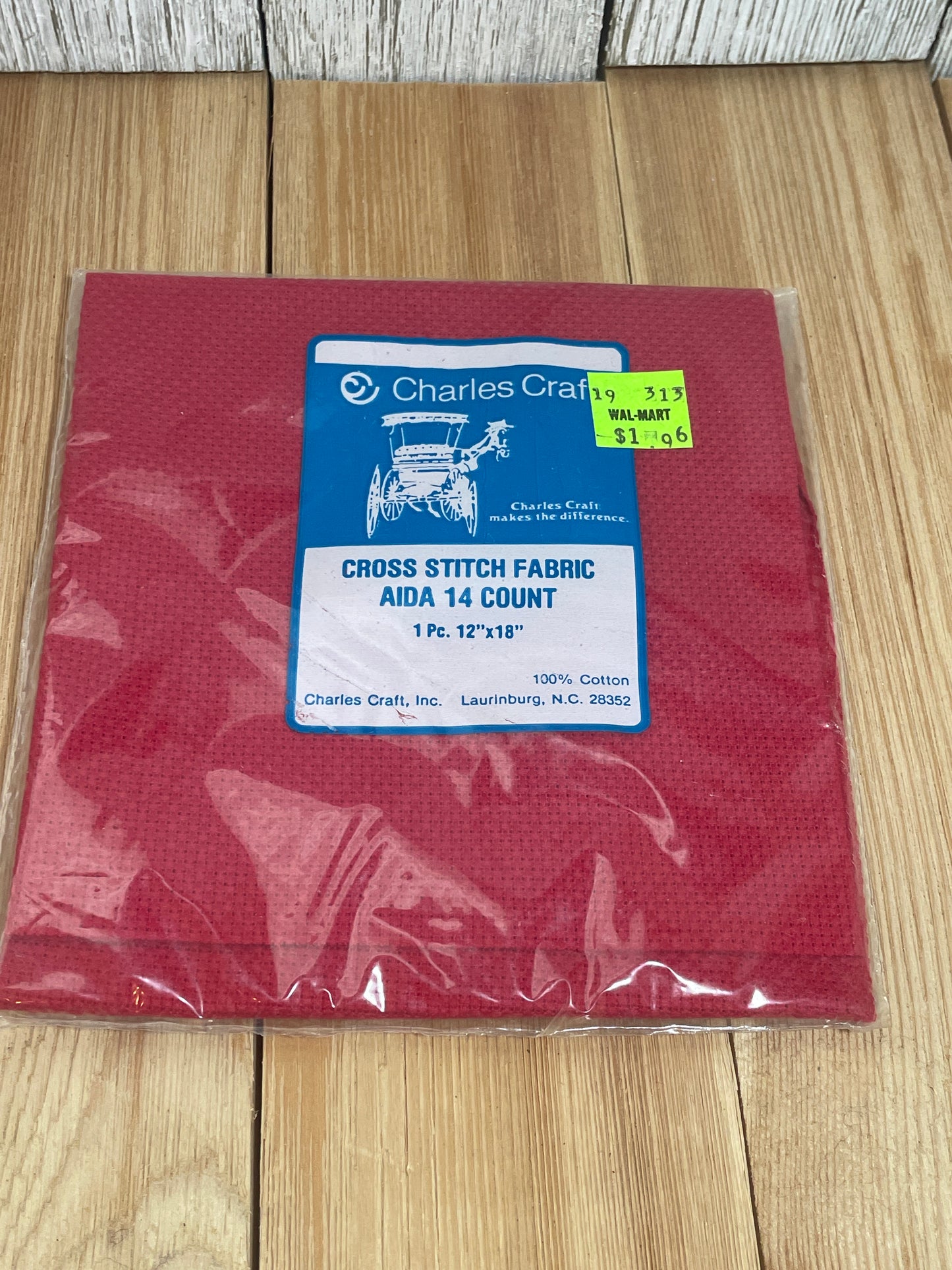 Charles Craft Cross Stitch 14 Count Aida RED 12" x 18" 100% Cotton