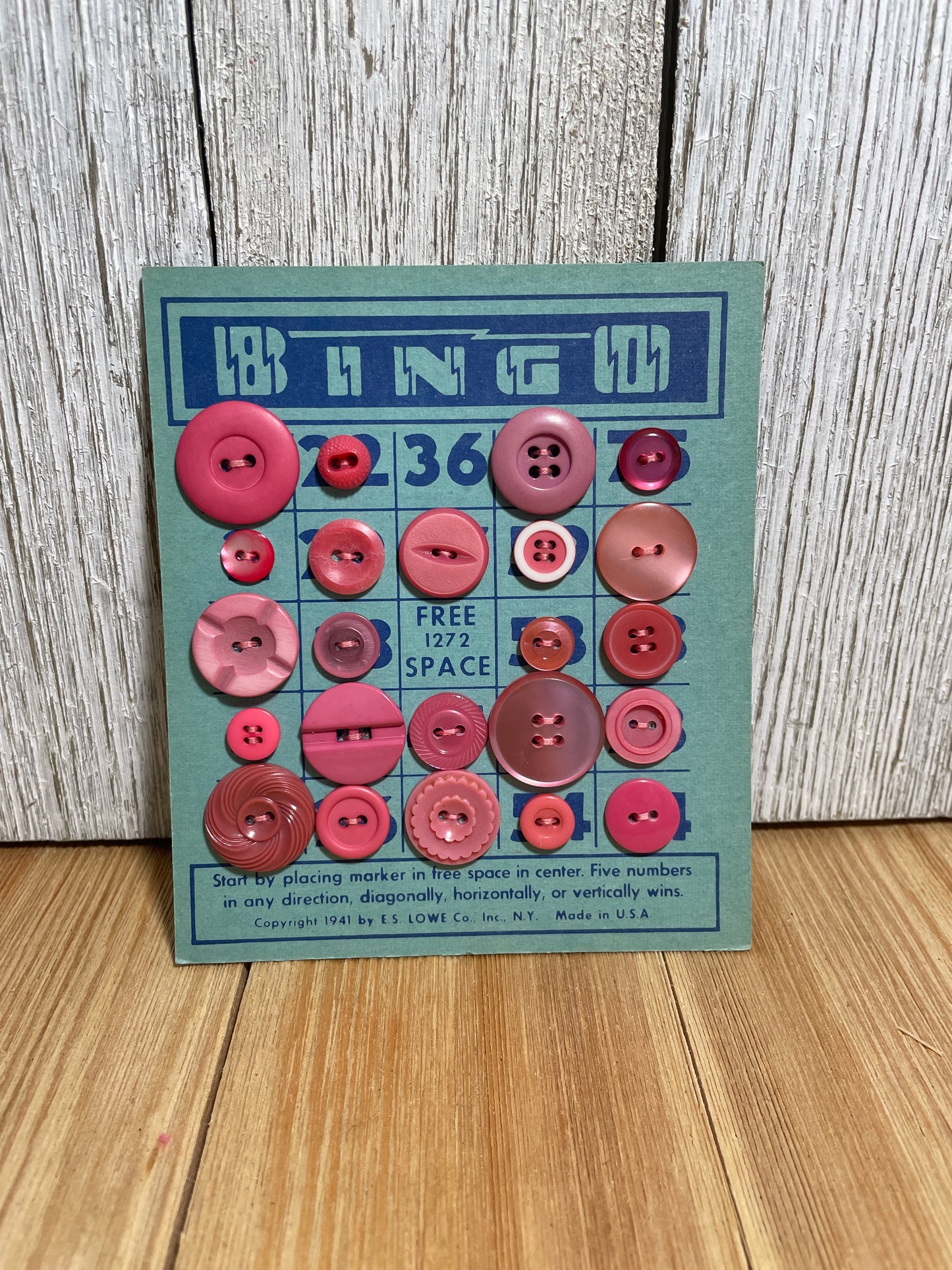 Vintage Button Lot on Bingo Card U PICK Antique Quirky Cute