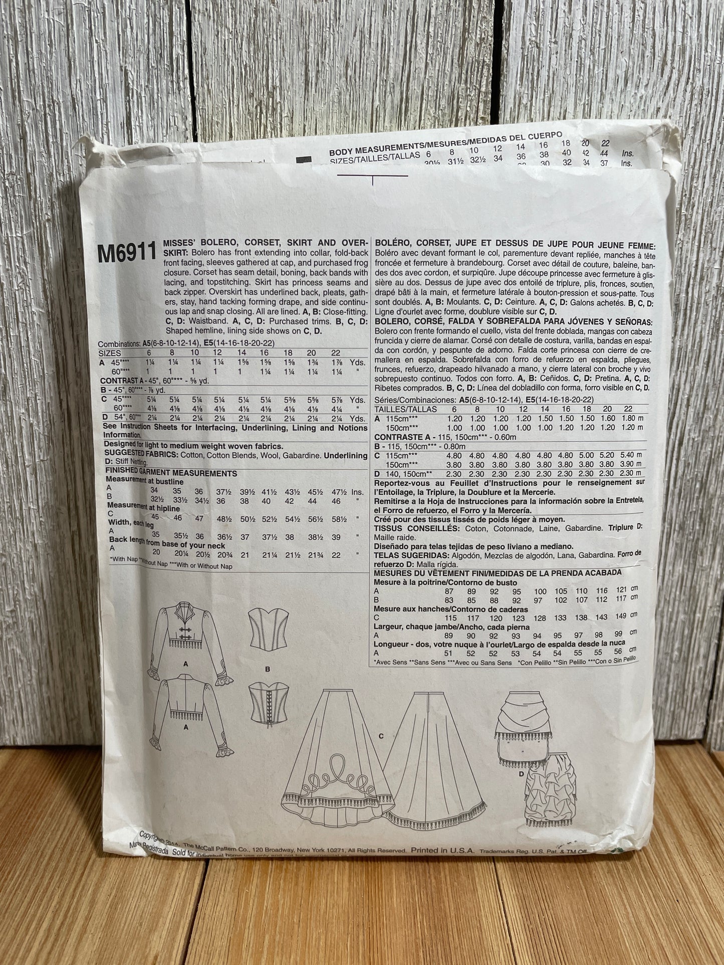 McCall's M6911 Steampunk Old Salon Dress Size 14-22 Pattern UNCUT FF Halloween Costume