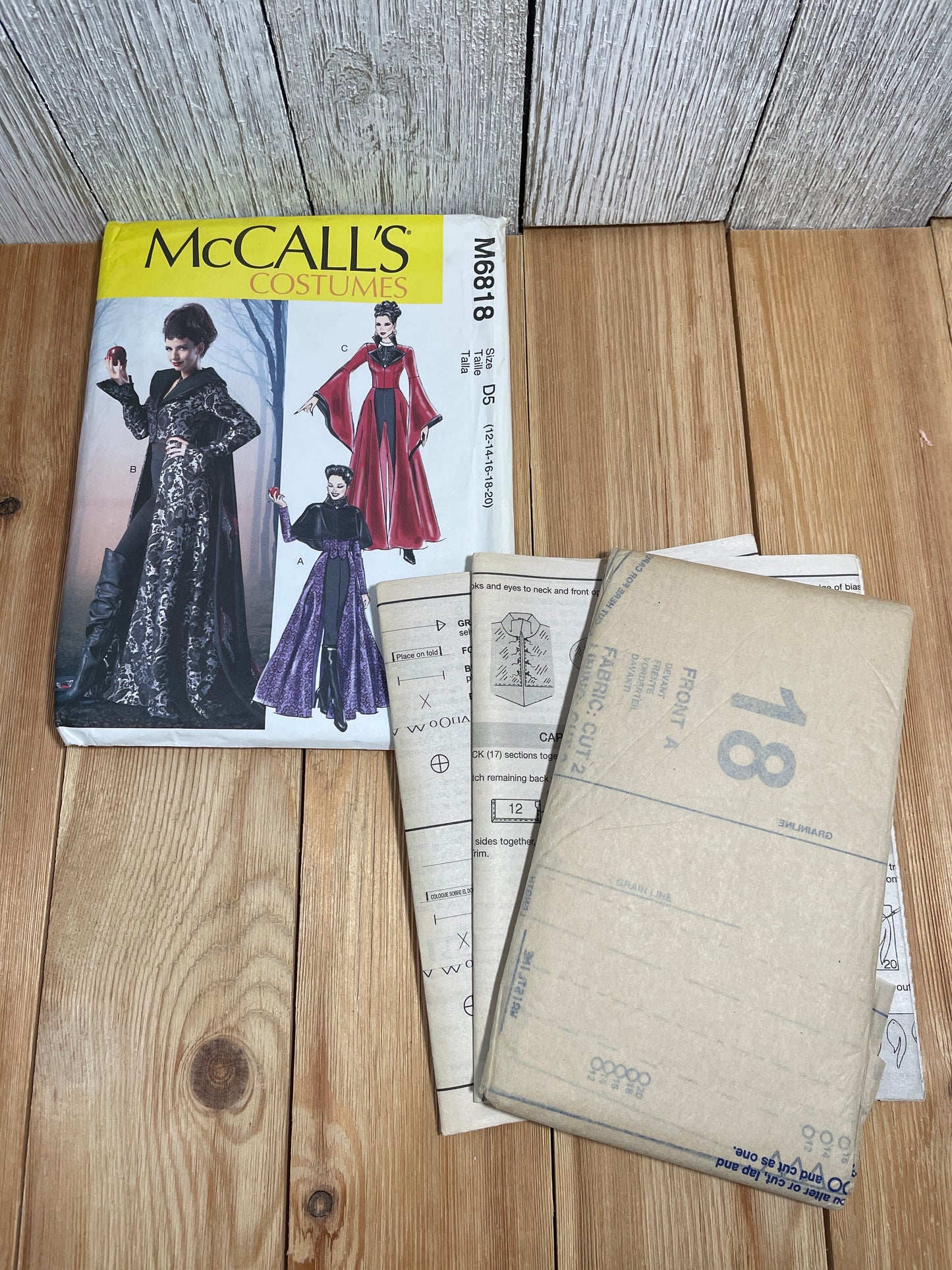McCall's M6818 Villian Bell Sleeve Tailcoat Capelet Dickey Size 12-20 Pattern UNCUT FF Halloween Costume