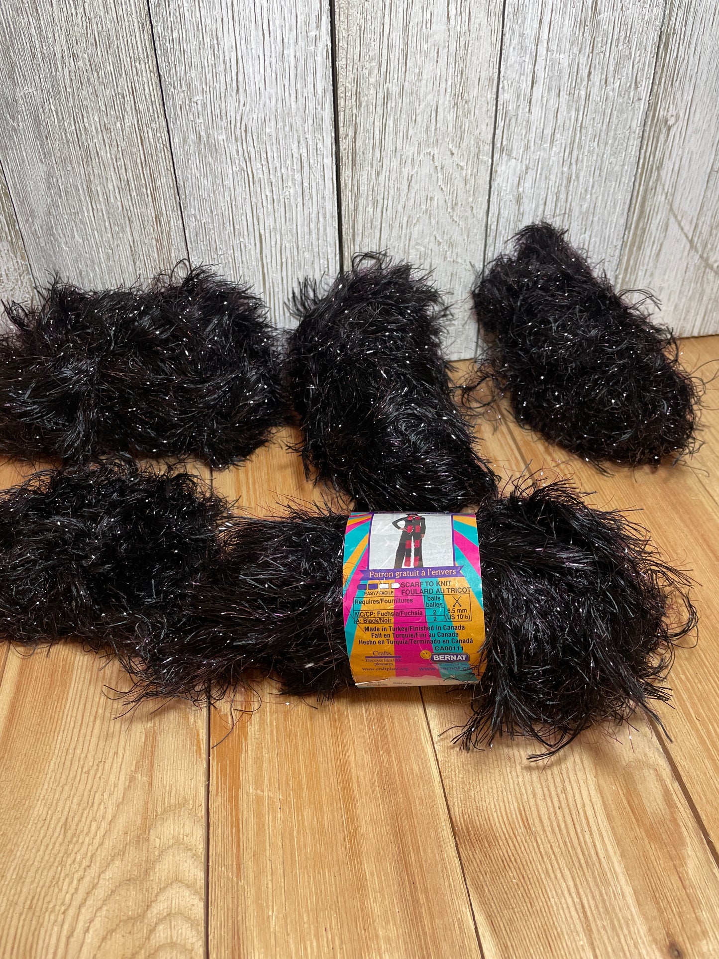 Bernat Disco Glad Its Night purple black fashion yarn 4 Skein Bundle