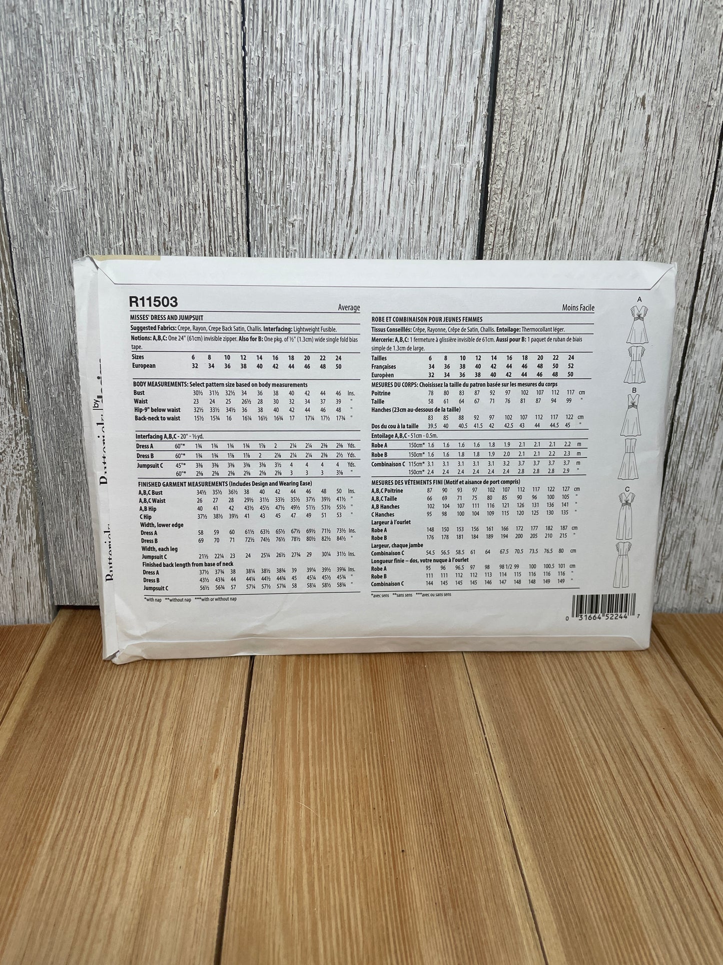 Butterick R11503 Misses Dress with Flutter Sleeves Jumpsuit Size 6-14 Uncut FF Sewing Pattern