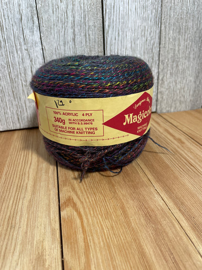 Designer Yarns Magicolor Machine Knitting Yarn Skein 80's Grey and Rainbow