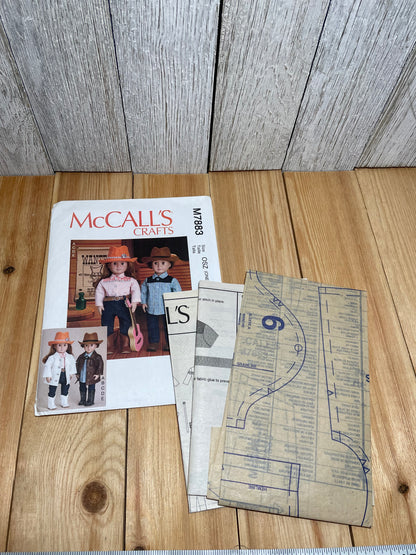 McCalls Crafts M7883 Western 18" Doll Clothes One Size Pattern UNCUT FF