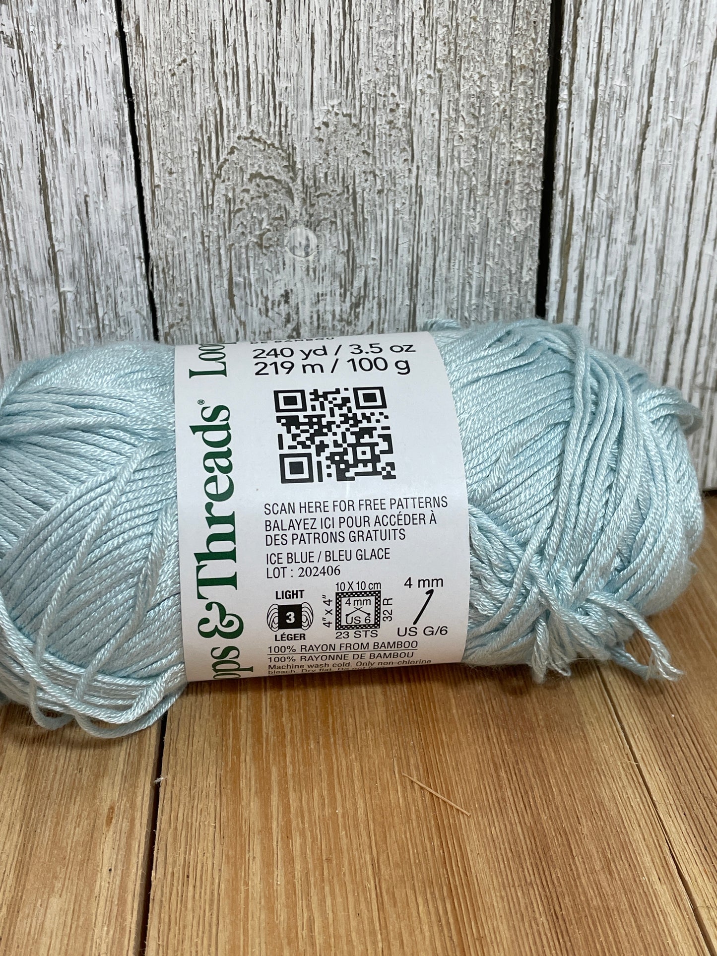 Loops and Threads Silky Soft Ice Blue Full Skein Rayon from Bamboo Yarn