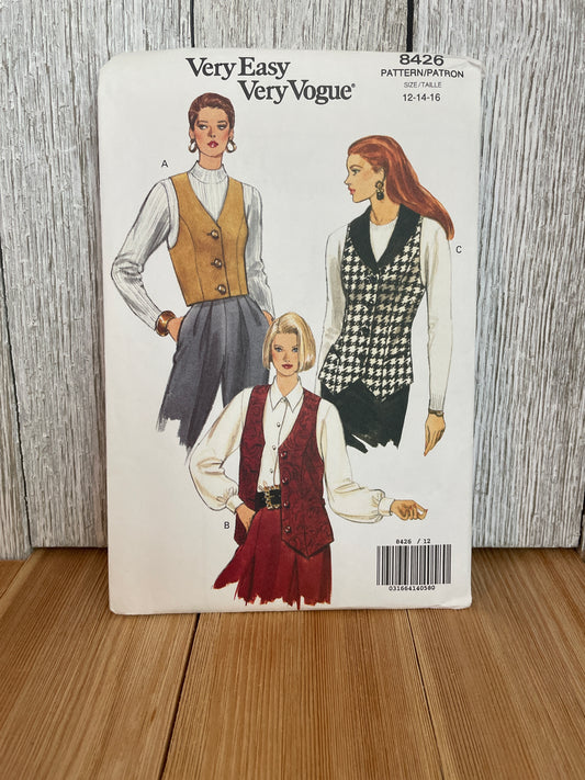 Vogue 8426 Simi Fitted Misses/ Misses Petite Vest Size 12-16 Pattern UNCUT FF (Copy)
