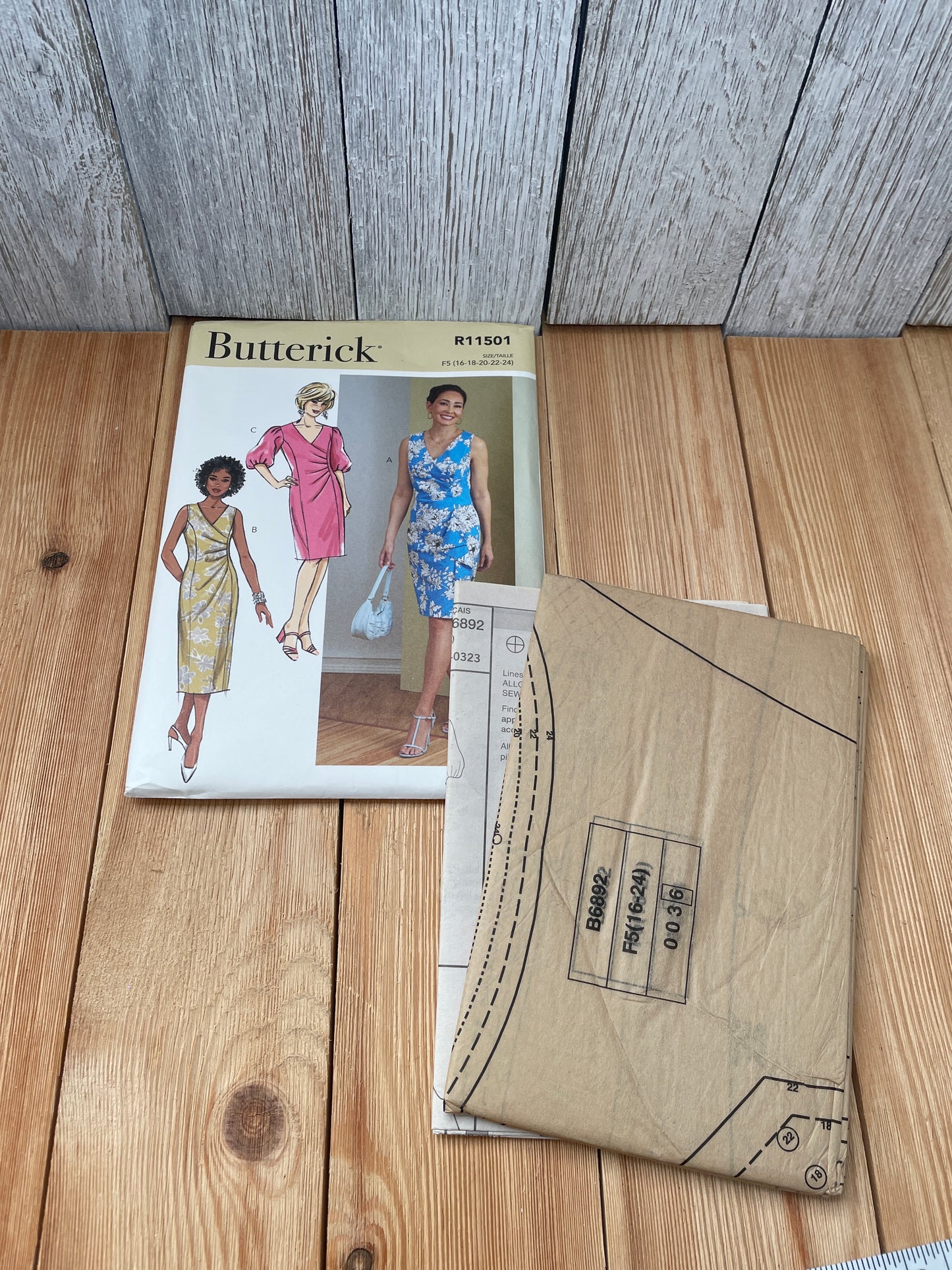 Butterick R11501 Misses Summer Wrap Dress Size 6-12 16-24 Uncut FF Sewing Pattern
