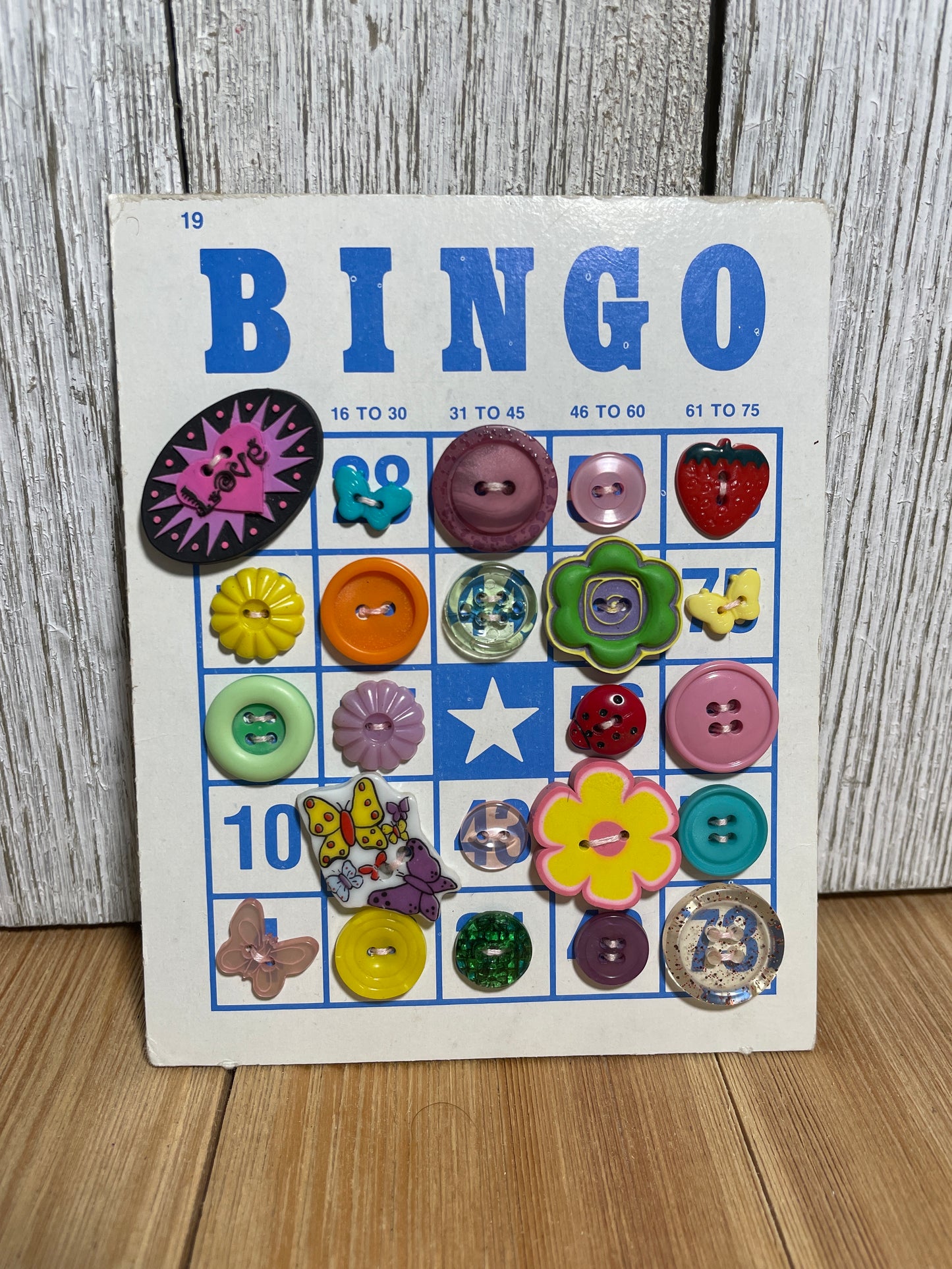 Vintage Button Lot on Bingo Card U PICK Antique Quirky Cute