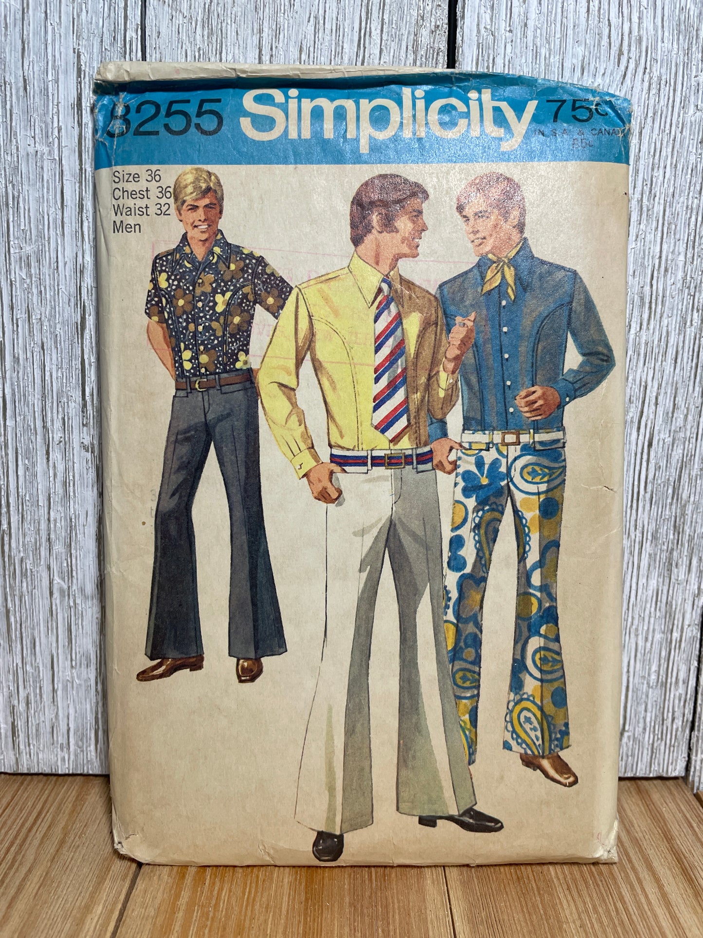 Simplicity 8255 Men's Body Shirt Bell Bottom Hip-Hugger Pants Pattern Size 36 UNCUT FF