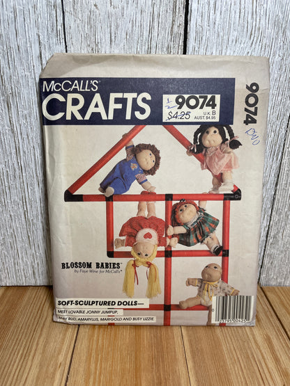 McCall's Crafts 9075 Blossom Babies Soft Sculpted Dolls 18" Dolls and Wardrobe Pattern UNCUT FF
