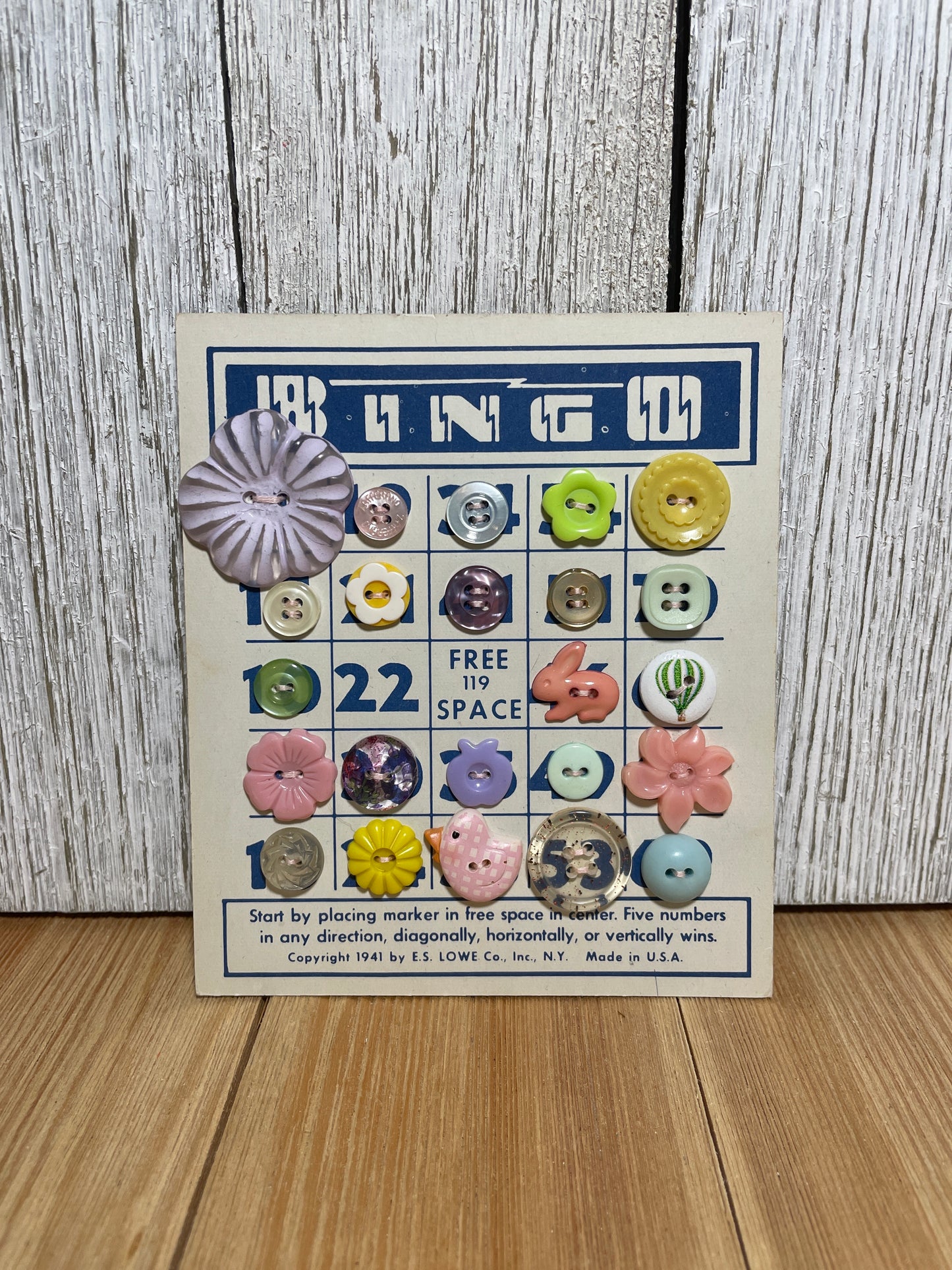 Vintage Button Lot on Bingo Card U PICK Antique Quirky Cute