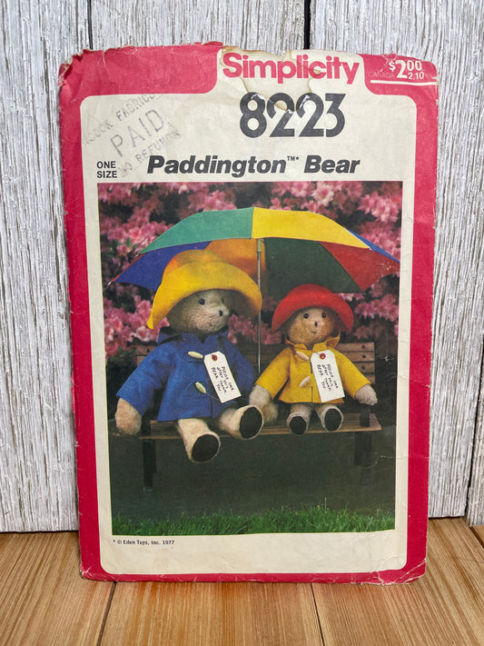Simplicity 8223 Paddington Bear in Two Sizes Teddy Bear with Wardrobe Pattern Cut