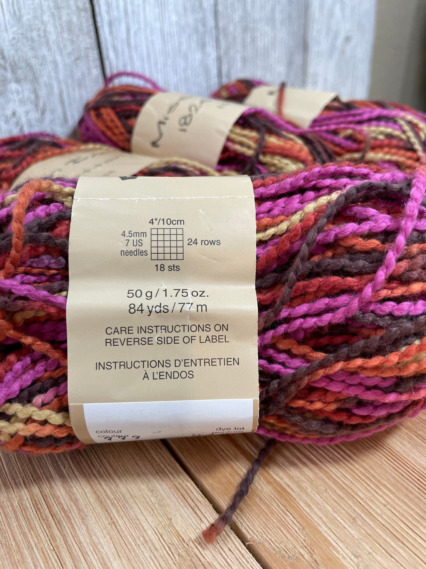 Misson Falls 1824 Cotton Yarn Color 777 Pink Orange Yellow Cotton Yarn 4 Skein Bundle