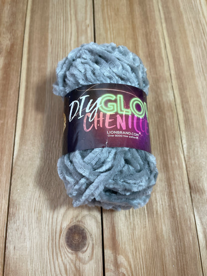 Lion Brand DIY GLOW Chenille Yarn Purple and Grey (U PIC COLOR)