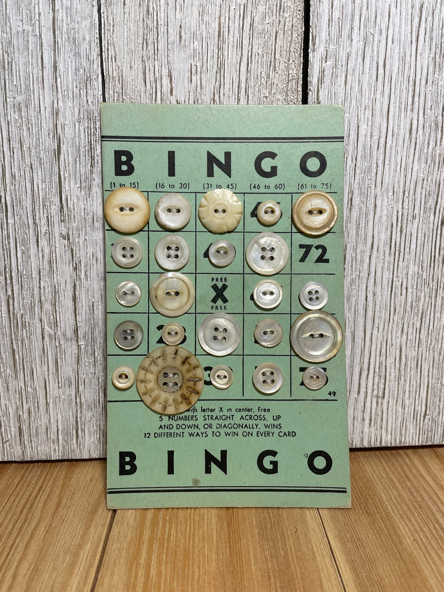 Vintage Button Lot on Bingo Card U PICK Antique Quirky Cute