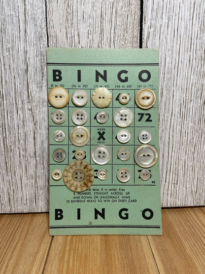 Vintage Button Lot on Bingo Card U PICK Antique Quirky Cute