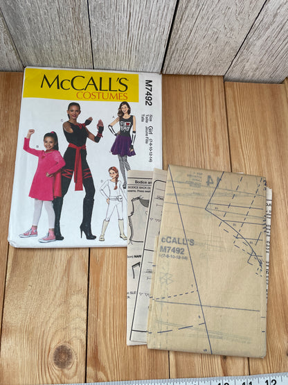 McCall's M7492 Girl Superhero Action Hero Halloween Costume Sizes 7-14 Uncut FF Sewing Pattern