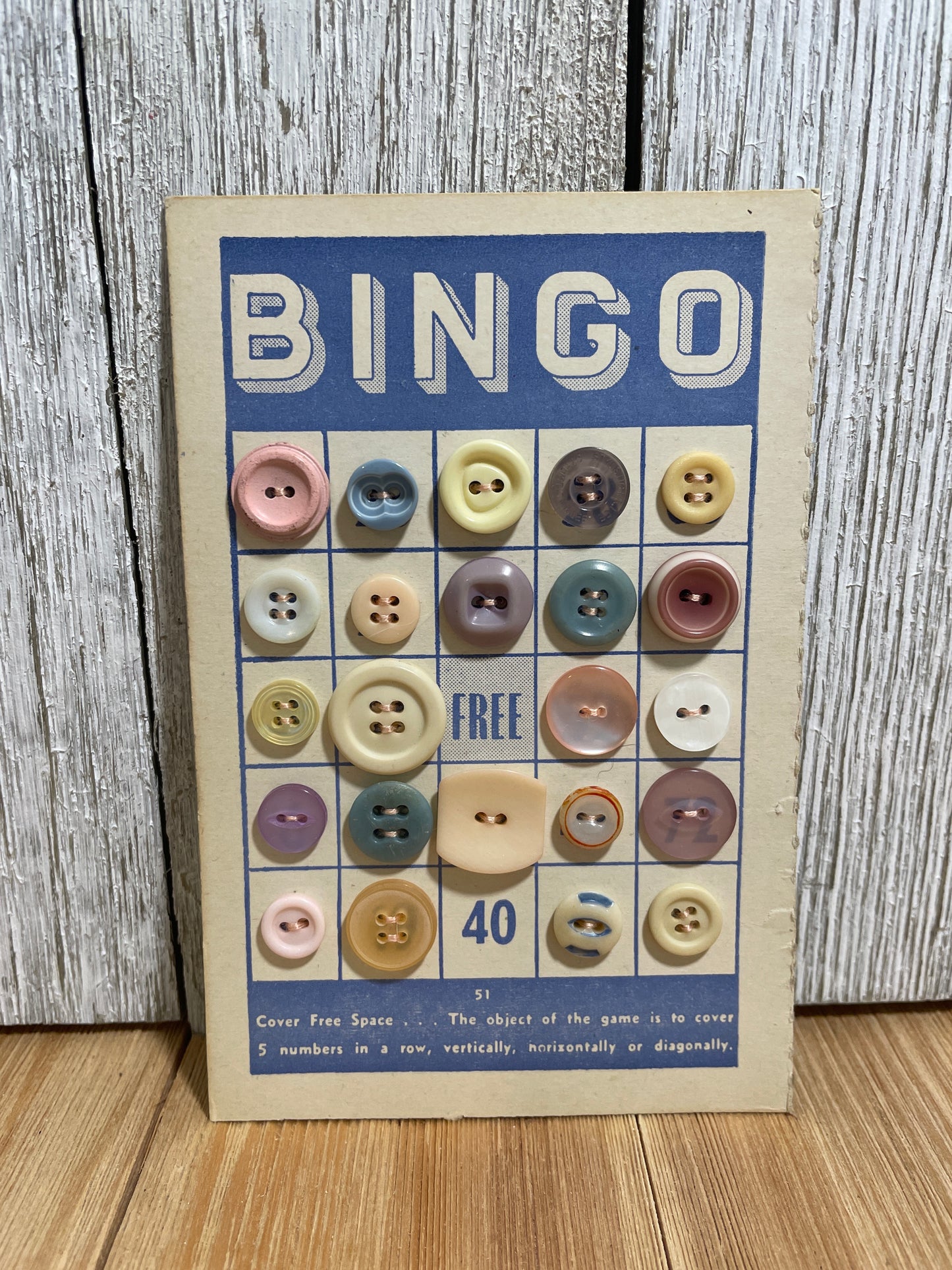 Vintage Button Lot on Bingo Card U PICK Antique Quirky Cute