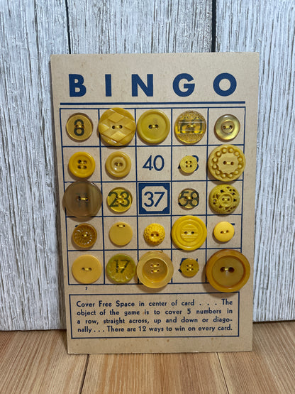 Vintage Button Lot on Bingo Card U PICK Antique Quirky Cute