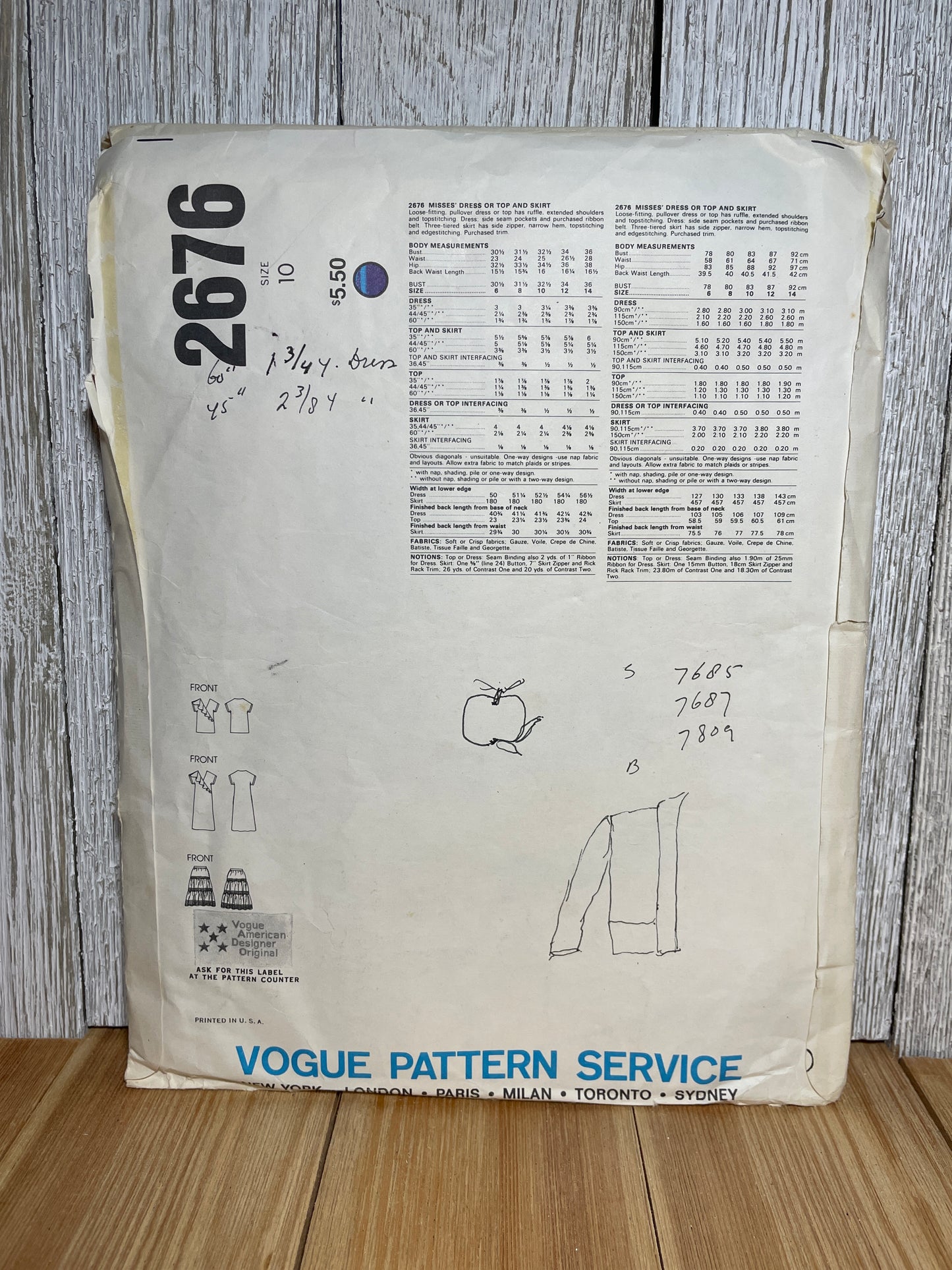 Vogue 2676 Tiered Dress Ruffle Wrap Top with Original Vogue Label Size 10 Pattern UNCUT FF