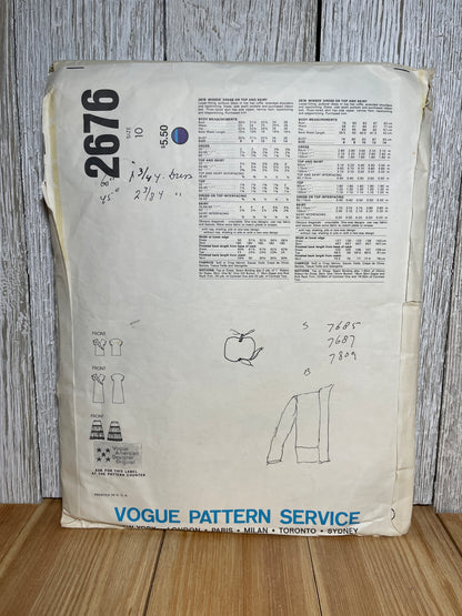 Vogue 2676 Tiered Dress Ruffle Wrap Top with Original Vogue Label Size 10 Pattern UNCUT FF