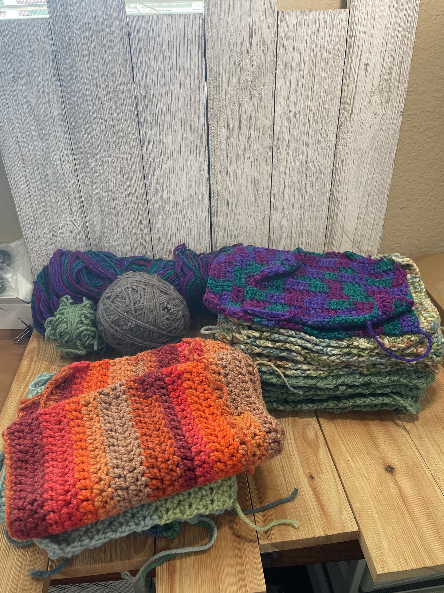 Abandoned Project Granny Square Bundle Huge Yarn Lot Crochet Squares Ready to Make