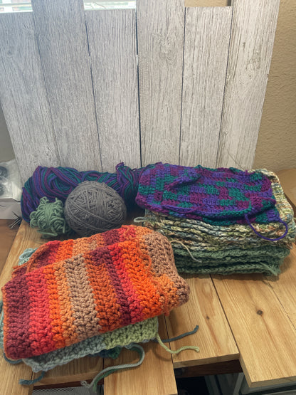 Abandoned Project Granny Square Bundle Huge Yarn Lot Crochet Squares Ready to Make