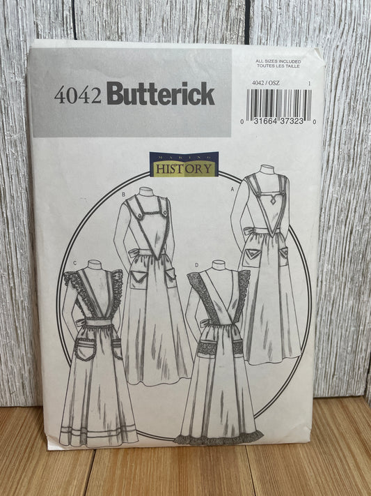 Butterick 4042 Making History Historical Apron in Four Styles Pattern Size S-L UNCUT FF