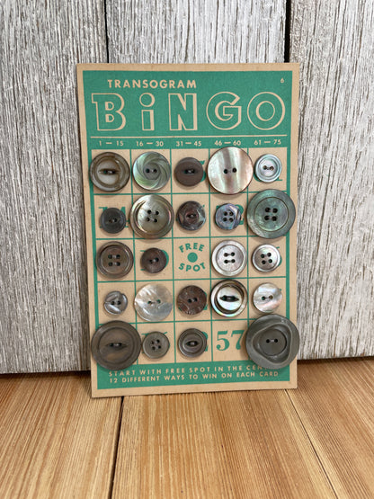 Vintage Button Lot on Bingo Card U PICK Antique Quirky Cute