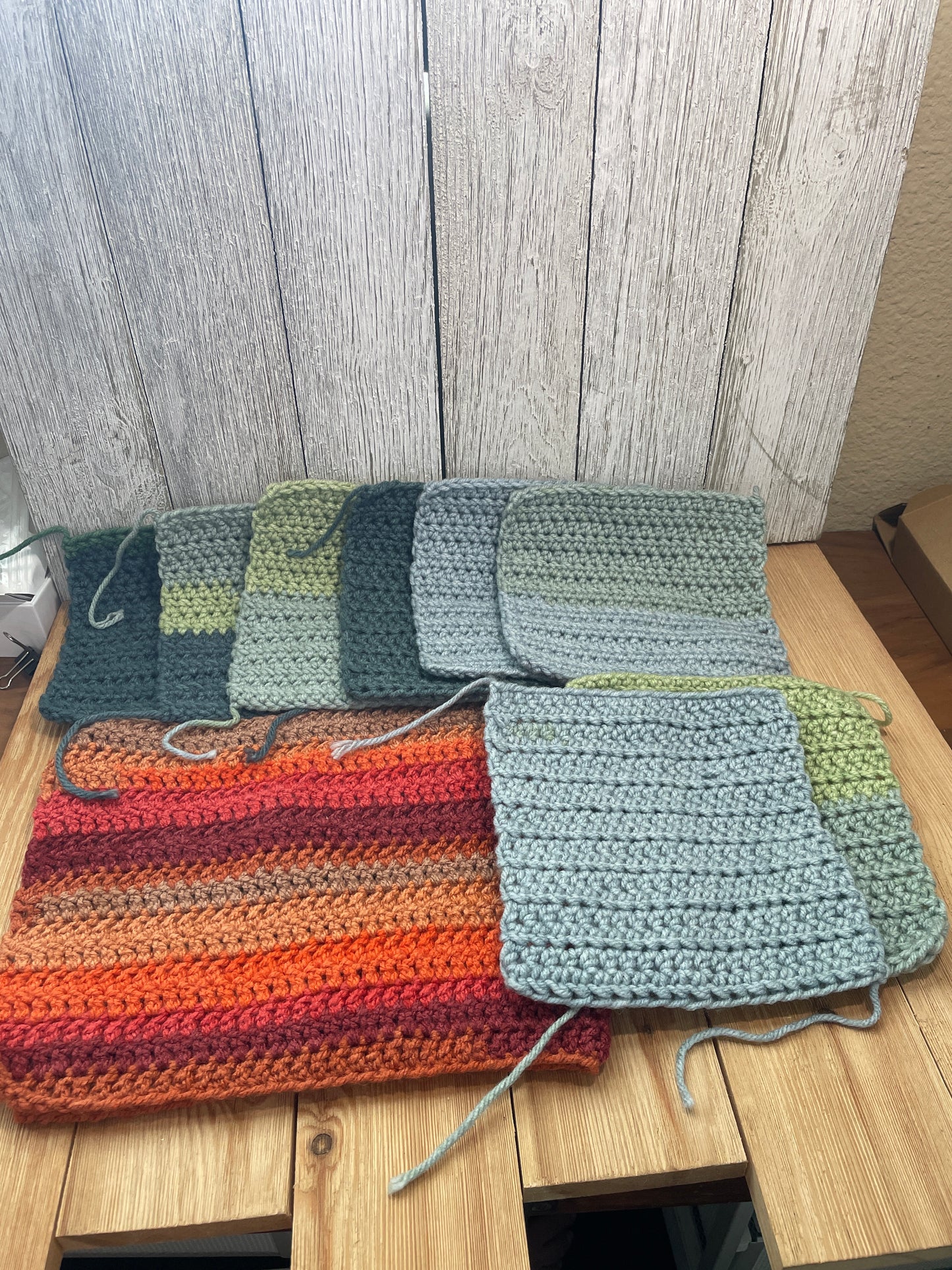 Abandoned Project Granny Square Bundle Huge Yarn Lot Crochet Squares Ready to Make