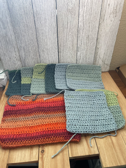 Abandoned Project Granny Square Bundle Huge Yarn Lot Crochet Squares Ready to Make
