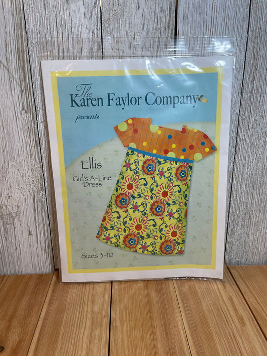 The Karen Faylor Company Ellis Girl's A-line Dress Pattern Size 3-10 KF07