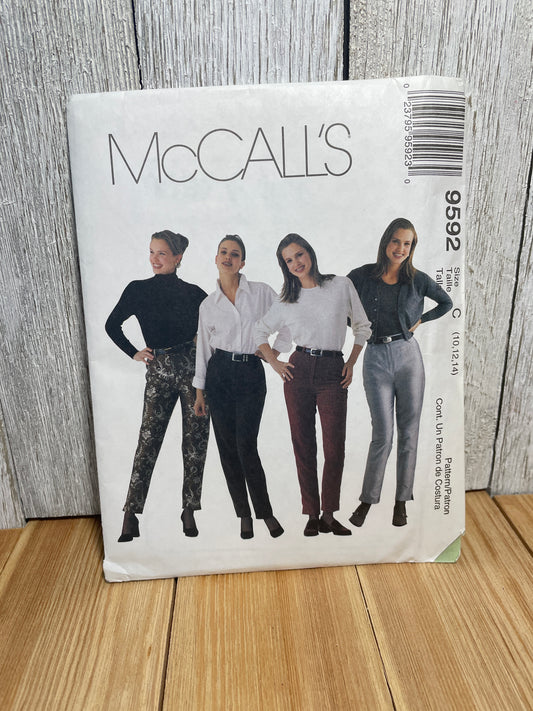 McCall's 9592 Misses Pants Fly, Belt Loops, Back Darts, and Pockets Size 10-14 Uncut FF Sewing Pattern
