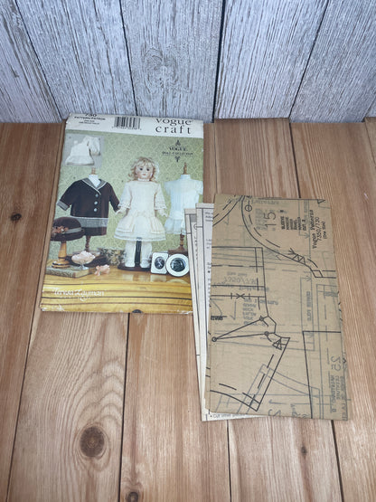 Vogue Craft 730 Doll Collection 18" Doll Clothes Coat and Hat, Bloomers, Slip, Dress Pattern UNCUT FF