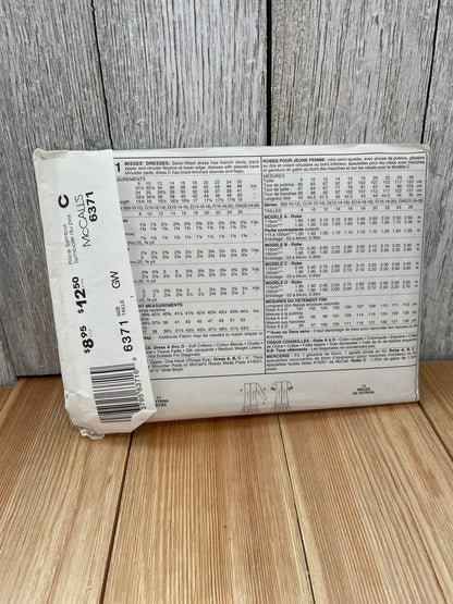 Rare Plus Size 22-26 McCall's 6371 Misses Tennis Skirt Dress Uncut FF Sewing Pattern