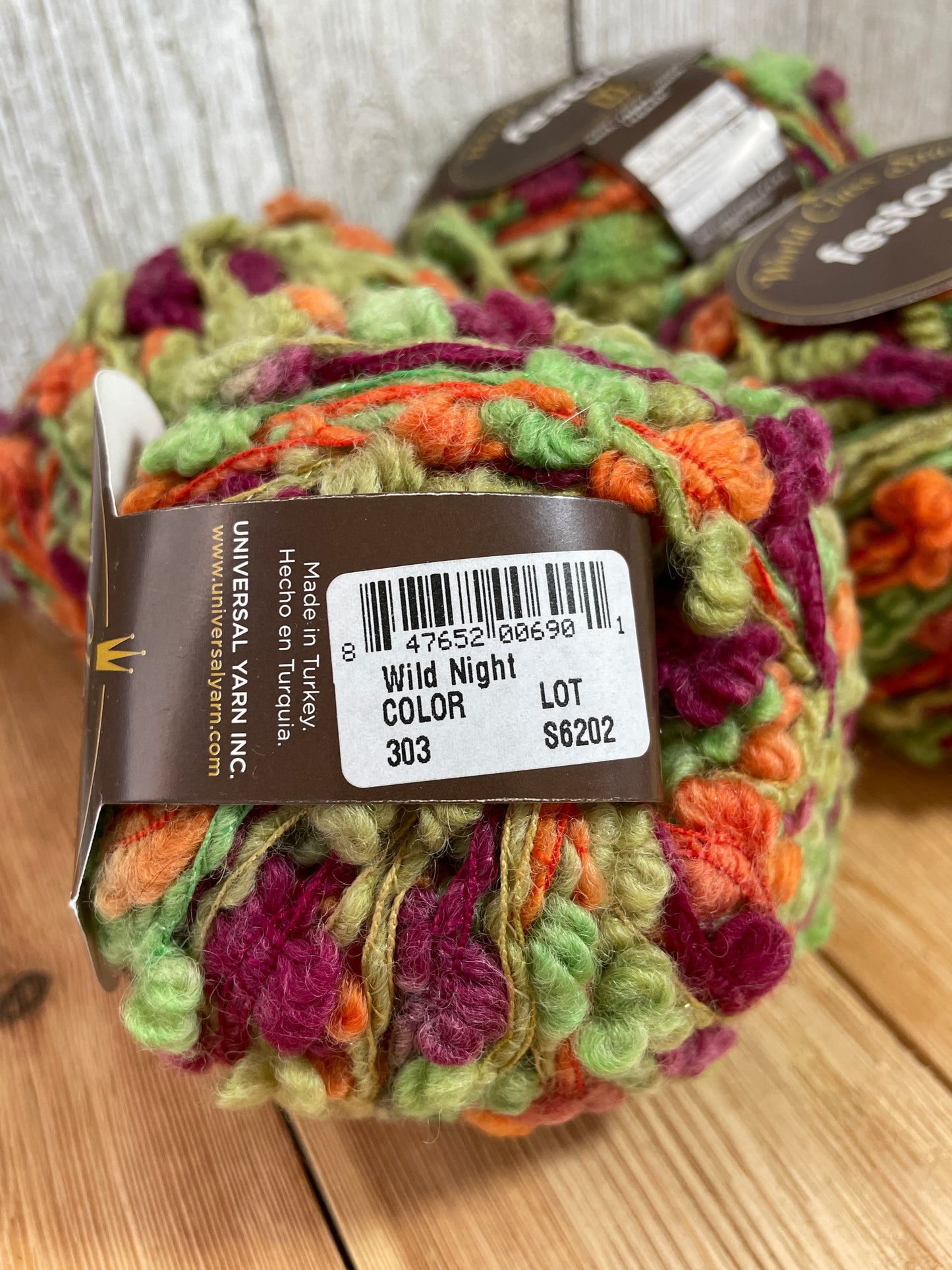 World Class Stash Festoon Yarn Wild Night 4 Skein Bundle Green, Purple, Orange Fuzzy Yarn