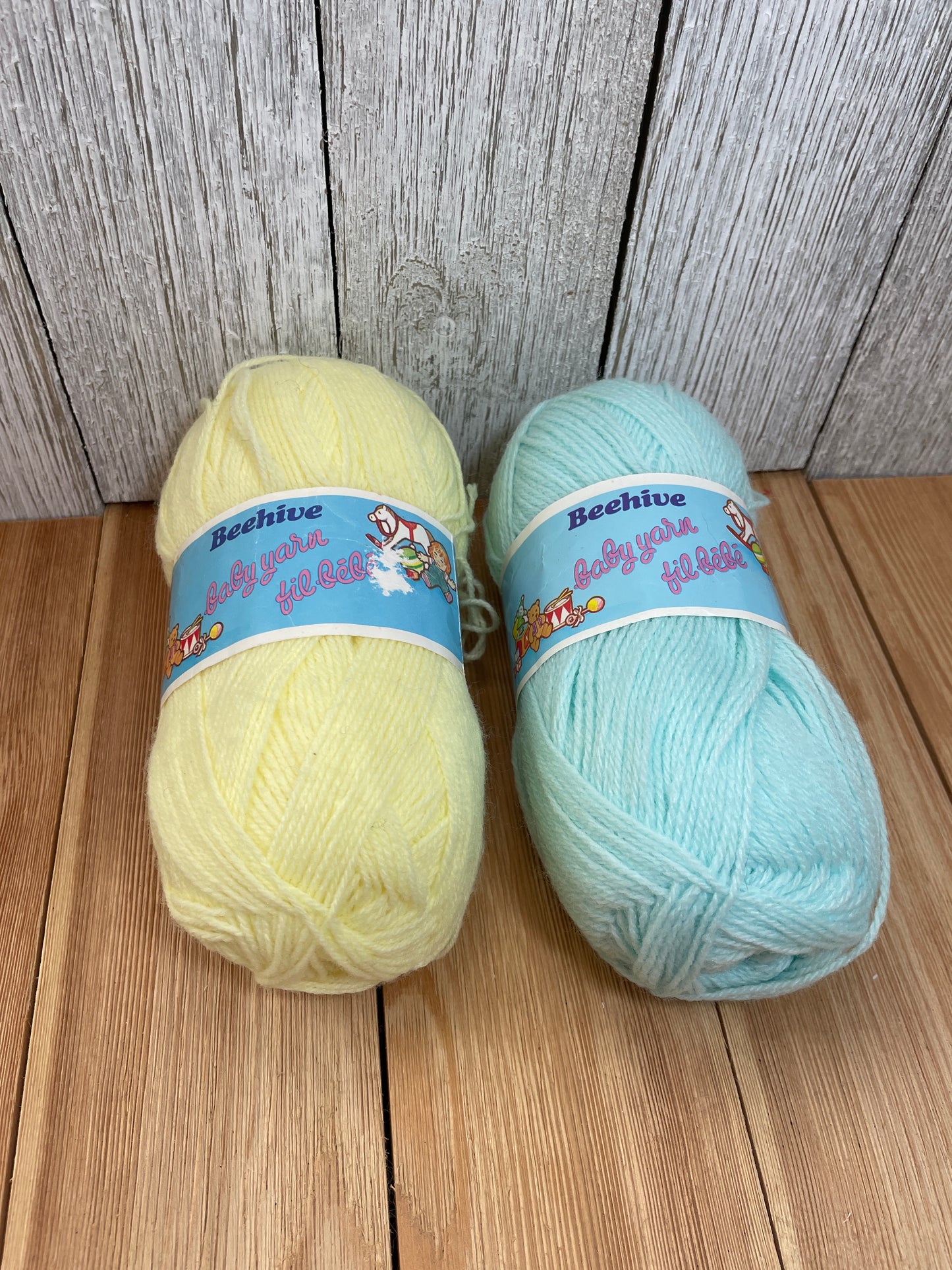 Patons Beehive Baby Yarn Yellow and Blue Acrylic 2 Skein Bundle