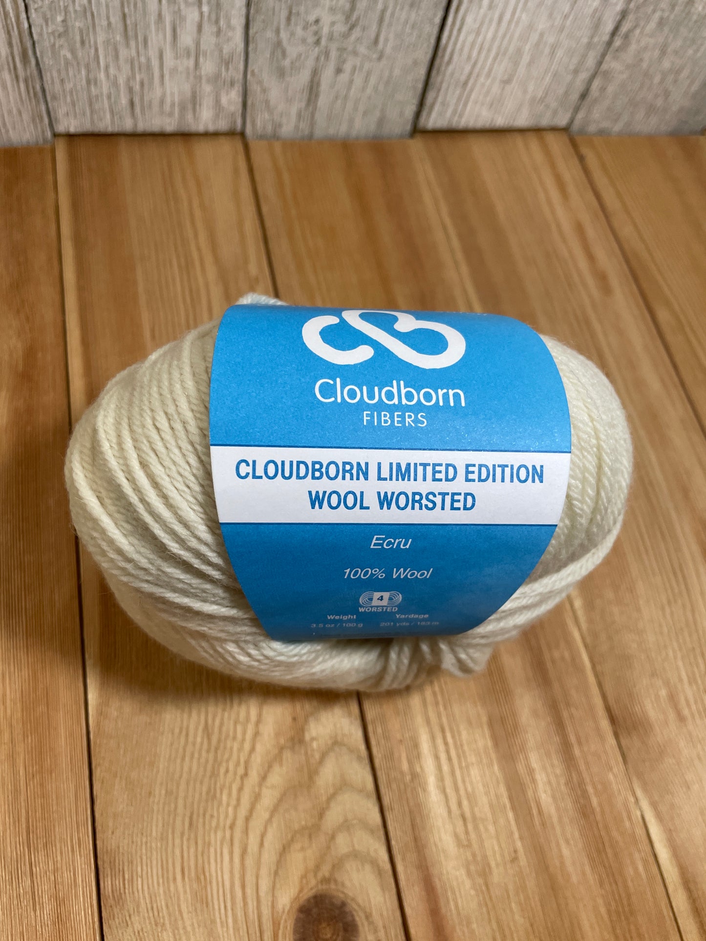 Cloudborn Fibers Wool Worsted Ecru Yarn Cream Wool Yarn Full Skein