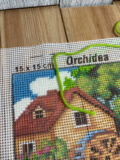 Duftin Painted Canvas for Needlepoint Spring, Winter, Summer, Autum Cottage Kit (PIC UR KIT)