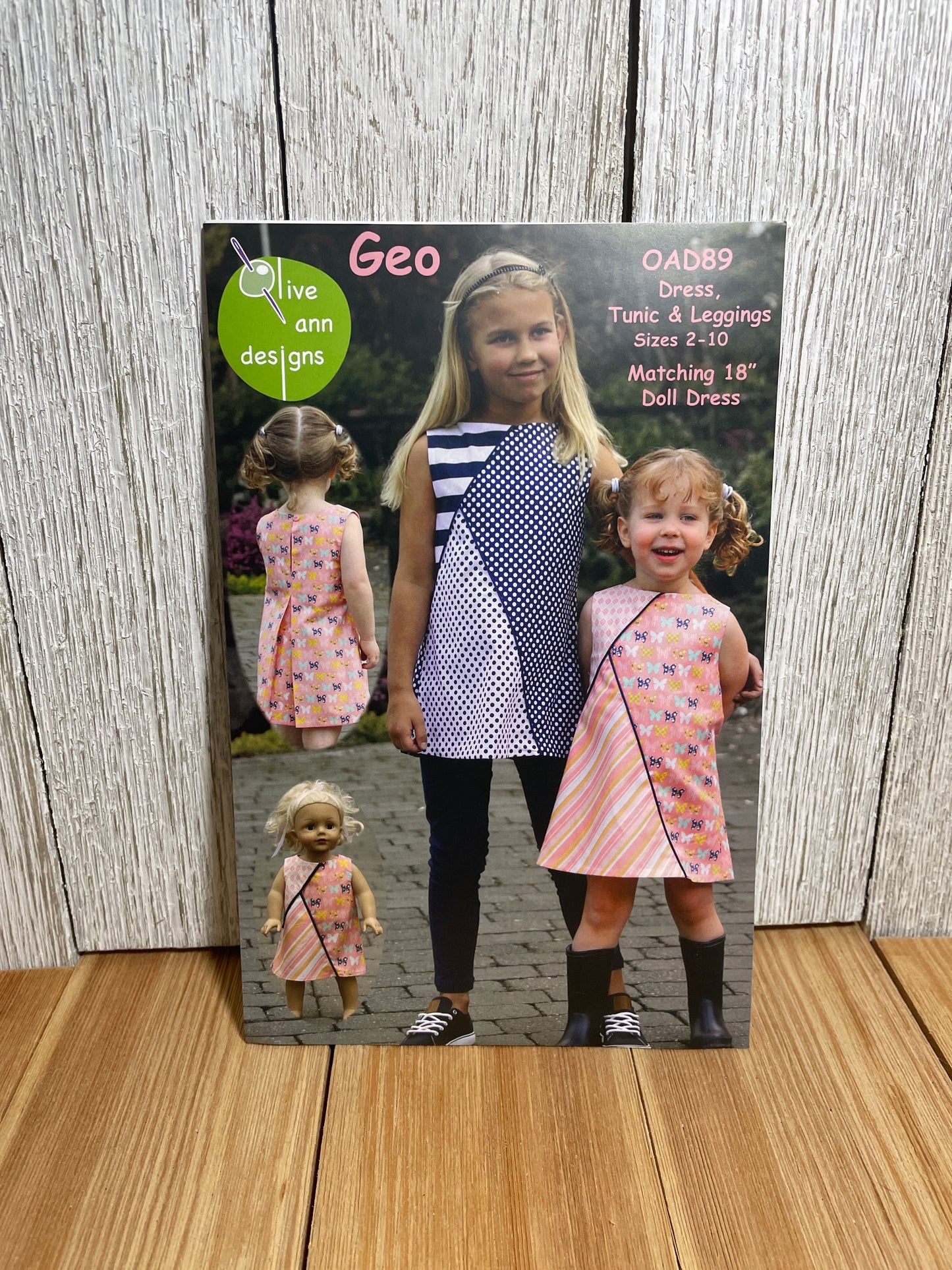 Olive Ann Designs Geo OAD89 Dress Tunic and Leggings Pattern for Children Size 2-10 UNCUT FF Includes Matching Doll Dress